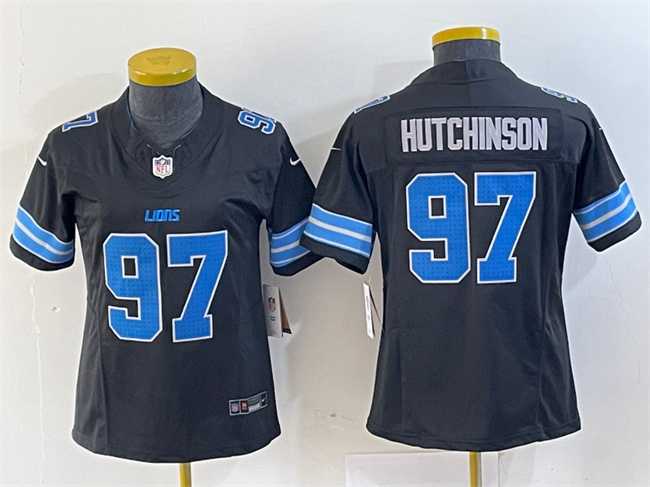 Womens Detroit Lions #97 Aidan Hutchinson Black 2024 F.U.S.E. 2nd Alternate Vapor Limited Stitched Jersey